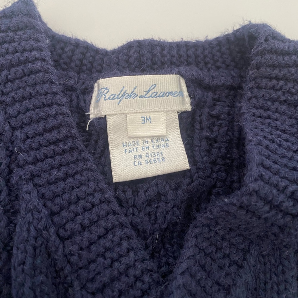 Ralph Lauren Navy Cable Knit Cardigan 3M - Picture 4 of 4
